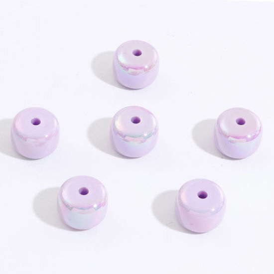 Picture of Acrylic Beads For DIY Jewelry Making Purple AB Rainbow Color Cylinder About 19mm x 14mm, Hole: Approx 3.6mm, 10 PCs