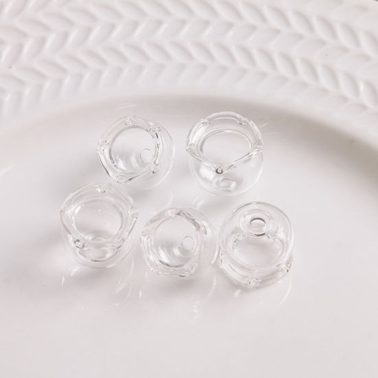 Image de Perles pour DIY Fabrication de Bijoux de Charme en Verre Vase de Fleurs Transparent Transparent 3D, 16mm x 15mm, Trou: 2.6mm, 2 Pcs