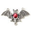 Bild von Zinklegierung Halloween Steckverbinder Charms Anhänger Antiksilber Rot Halloween Fledermaus Emaille, 4.8cm x 3cm, 5 Stück