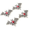 Изображение Цинковый Сплав Хэллоуин Соединители Подвески Подвески фурнитуры Хэллоуин Летучая мышь Античное Серебро Красный С Эмалью 4.8см x 3см, 5 ШТ