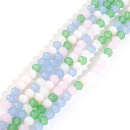 Picture of 2 Strands (Approx 118 PCs/Strand) Glass Beads For DIY Charm Jewelry Making Abacus Multicolor Faceted About 4mm Dia, Hole: Approx 0.6mm, 43cm(16 7/8") long