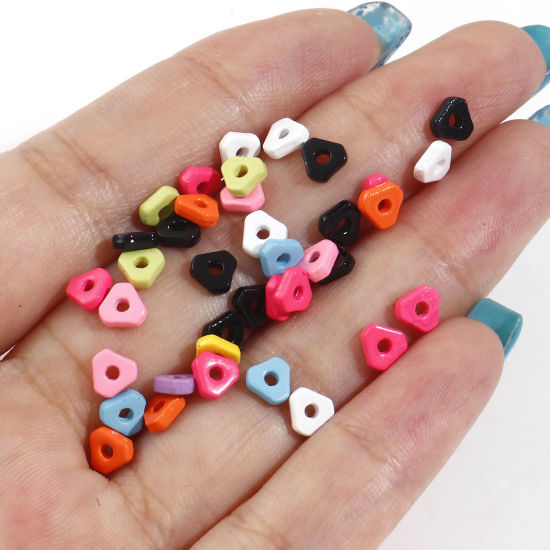 Picture of Zinc Based Alloy Spacer Beads For DIY Charm Jewelry Making At Random Mixed Color Triangle Enamel About 5mm x 5mm, Hole: Approx 1.2mm, 20 PCs