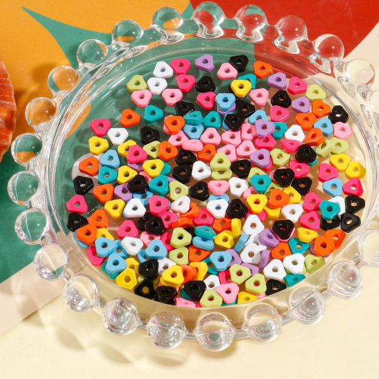 Image de Perles pour DIY Fabrication de Bijoux de Charme en Alliage de Zinc Couleur Mélangée Au Hasard Triangle Émail 5mm x 5mm, Trou: env. 1.2mm, 20 Pcs