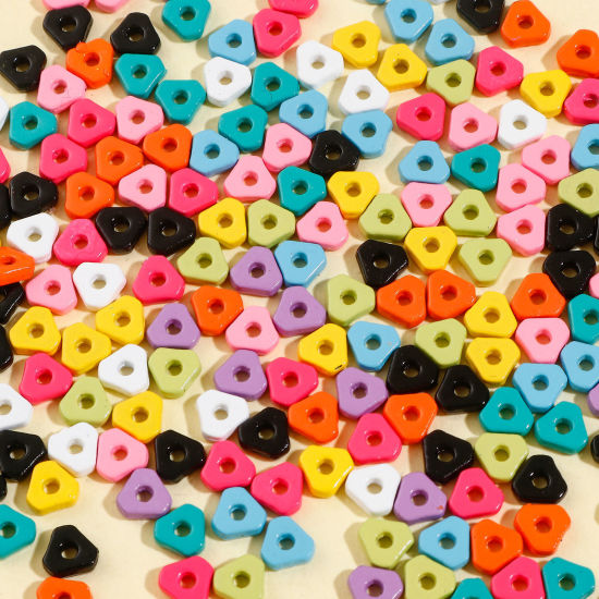 Picture of Zinc Based Alloy Spacer Beads For DIY Charm Jewelry Making At Random Mixed Color Triangle Enamel About 5mm x 5mm, Hole: Approx 1.2mm, 20 PCs