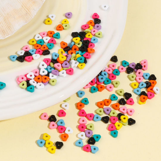 Image de Perles pour DIY Fabrication de Bijoux de Charme en Alliage de Zinc Couleur Mélangée Au Hasard Triangle Émail 5mm x 5mm, Trou: env. 1.2mm, 20 Pcs