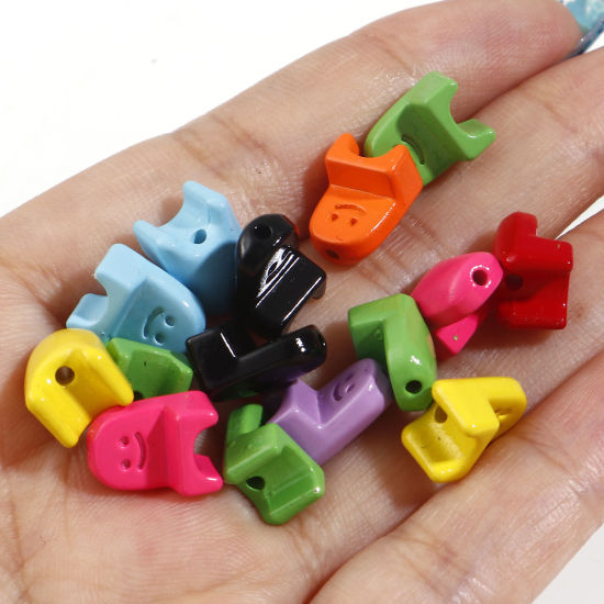 Picture of Zinc Based Alloy Spacer Beads For DIY Charm Jewelry Making At Random Mixed Color Chair Smile Enamel About 11mm x 8mm, Hole: Approx 1.2mm, 10 PCs