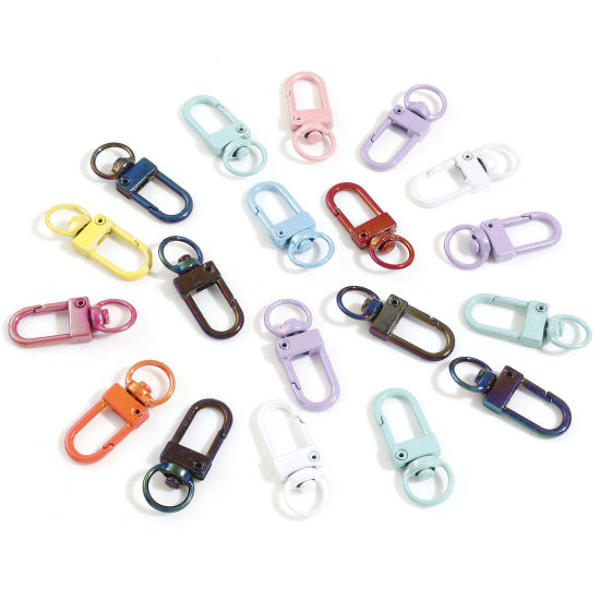 Picture of Zinc Based Alloy Keychain & Keyring At Random Mixed Color Rectangle Painted 3.4cm x 1.3cm , 10 PCs
