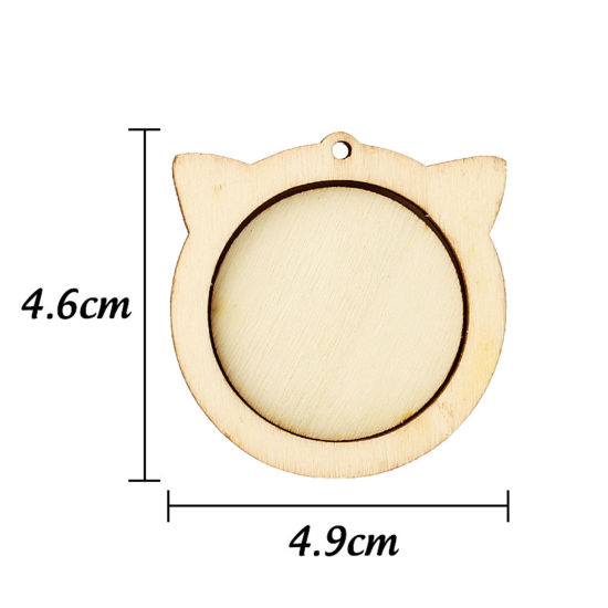Picture of Wood Embroidery Hoop Natural Cat Animal 4.9cm x 4.6cm, 2 Sets