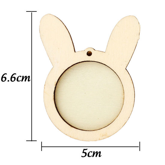 Picture of Wood Embroidery Hoop Natural Rabbit Animal 6.6cm x 5cm, 2 Sets