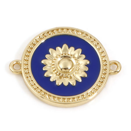 Picture of Brass Connectors Charms Pendants 18K Real Gold Plated Enamel