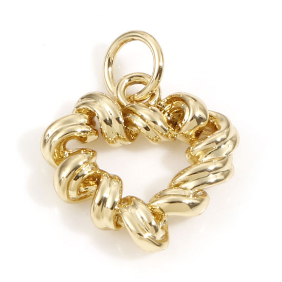 Image de Breloques La Saint Valentin en Laiton Cœur Plaqué Or Véritable 18K Creux 17mm x 13mm, 1 Pièce