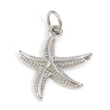 Picture of Brass Ocean Jewelry Charms Real Gold Plated Star Fish 21mm x 15mm