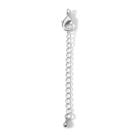 Picture of Brass Extender Chain Drop Real Platinum Plated With Lobster Claw Clasp 6.5cm, 2 PCs