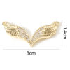 Picture of Brass Pendants 18K Real Gold Plated Wing Micro Pave Clear Cubic Zirconia 3cm x 1.4cm, 1 Piece