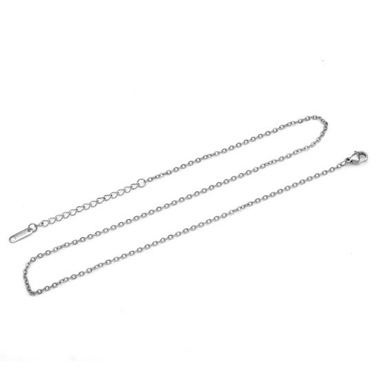 304ステンレス鋼 小豆チェーン あづきチェーン ネックレス シルバートーン 40cm長さ、 チェーンサイズ: 1.2mm、 1 本 の画像