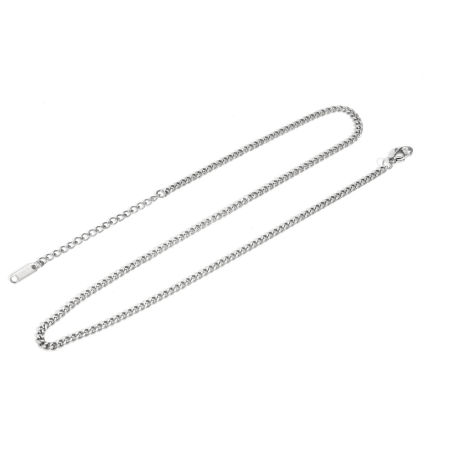 Image de Colliers En Gros Argent Mat en 304 Acier Inoxydable, Chaîne Maille Cheval, Unisexe Respectueux de la Nature Minimaliste Cadeau Bijoux pour Détaillants 40cm long, Taille de la Chaîne: 3mm, 1 Pièce