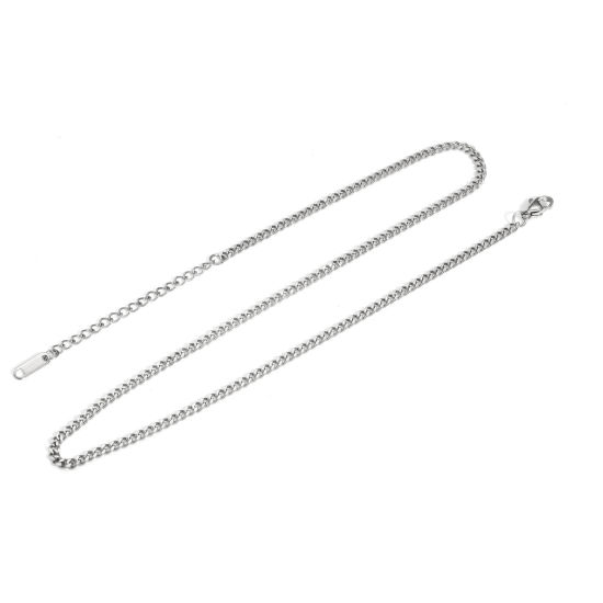 Immagine di 1 Pz Ecologico Tono Argento 304 Acciaio Inossidabile Catena del Barbazzale Collana 40cm Lunghezza, Dimensione della Catena: 3mm