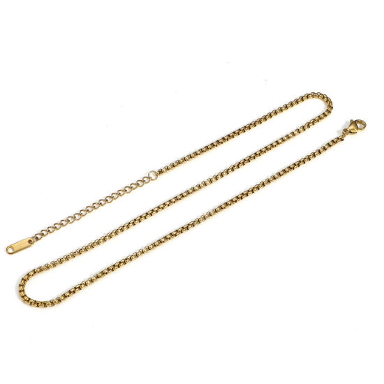 Immagine di 1 Pz Placcatura Sottovuoto PVD Ecologica 304 Acciaio Inossidabile Rollo Catena Collana Oro Placcato 40cm Lunghezza, Dimensione della Catena 2.5mm