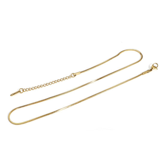 Immagine di 1 Pz Placcatura Sottovuoto PVD Ecologica 304 Acciaio Inossidabile Collana Oro Placcato 40cm Lunghezza, Dimensione della Catena 1.5mm