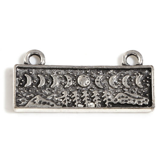 Picture of Zinc Based Alloy Charms Antique Silver Color Moon Phases Forest 28mm x 13mm, 10 PCs