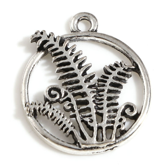 Picture of Zinc Based Alloy Charms Antique Silver Color Forest 23.5mm x 20mm, 10 PCs