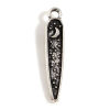 Picture of Zinc Based Alloy Maya Charms Antique Silver Color Half Moon Owl Double Sided 28mm x 5mm, 10 PCs