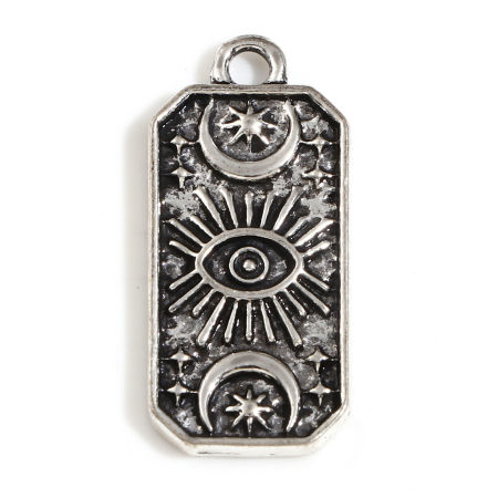 Picture of Zinc Based Alloy Religious Charms Antique Silver Color Half Moon Eye of Providence/ All-seeing Eye 25mm x 11mm, 10 PCs