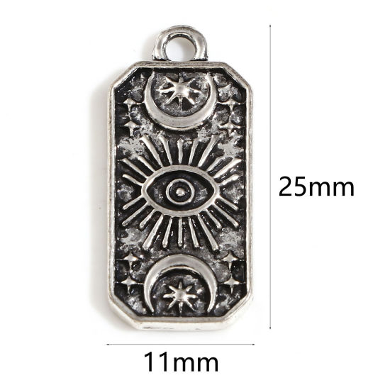Picture of Zinc Based Alloy Religious Charms Antique Silver Color Half Moon Eye of Providence/ All-seeing Eye 25mm x 11mm, 10 PCs