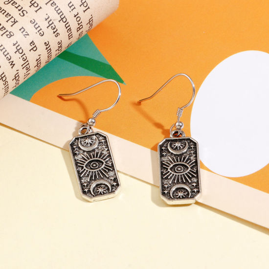 Picture of Zinc Based Alloy Religious Charms Antique Silver Color Half Moon Eye of Providence/ All-seeing Eye 25mm x 11mm, 10 PCs