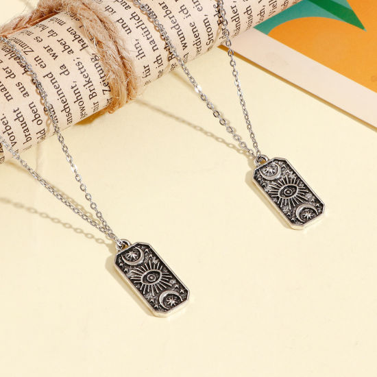 Picture of Zinc Based Alloy Religious Charms Antique Silver Color Half Moon Eye of Providence/ All-seeing Eye 25mm x 11mm, 10 PCs