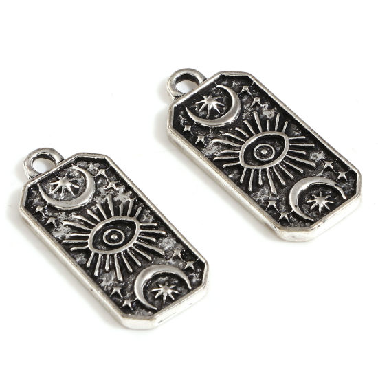 Picture of Zinc Based Alloy Religious Charms Antique Silver Color Half Moon Eye of Providence/ All-seeing Eye 25mm x 11mm, 10 PCs