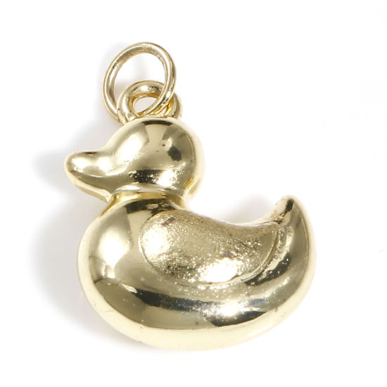 Picture of Brass Charms 18K Real Gold Plated Duck Animal 3D 21mm x 13.5mm, 1 Piece