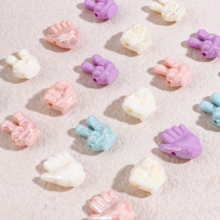 Acrylic Beads For DIY Jewelry Making At Random Mixed Color Hand About 25x21mm - 20x18mm, Hole: Approx 2.6mm, 10 PCs