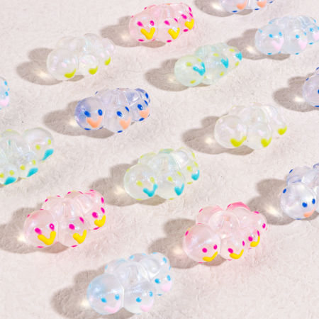 Acrylic Beads For DIY Jewelry Making At Random Mixed Color Cloud Enamel About 32mm x 23mm, Hole: Approx 2.6mm, 5 PCs