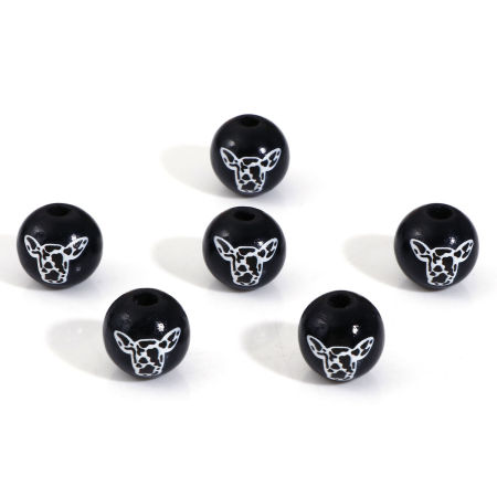 Image de Perles pour DIY Fabrication de Bijoux Cowboy de l'Ouest Intercalaires en Bois Naturel Rond Noir Tête de Bœuf 16mm Dia, Trou: env. 3.6mm, 20 Pcs