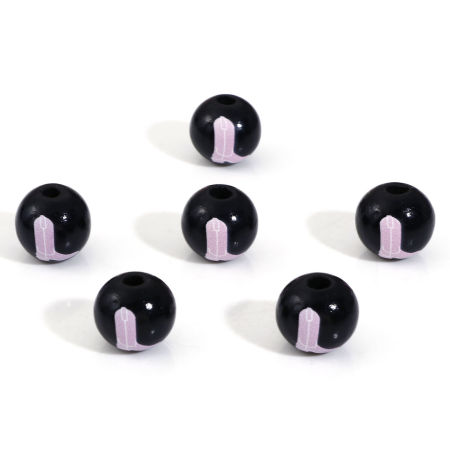 Image de Perles pour DIY Fabrication de Bijoux Cowboy de l'Ouest Intercalaires en Bois Naturel Rond Noir Boots 16mm Dia, Trou: env. 3.6mm, 20 Pcs