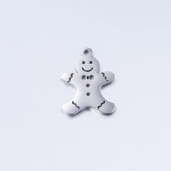Изображение 304 Нержавеющая Сталь Подвески Рождественский Снеговик Серебряный Тон 13мм x 19мм, 3 ШТ