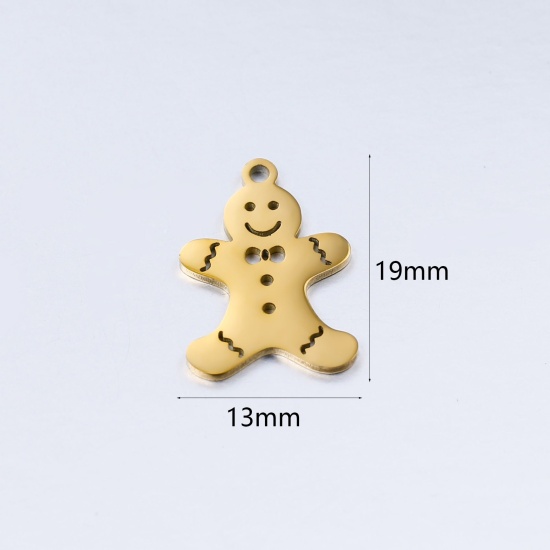 Bild von 304 Edelstahl Charms Weihnachten Schneemann Vergoldet 13mm x 19mm, 3 Stück