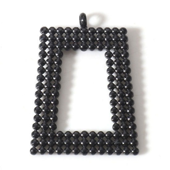 Picture of 2 PCs Eco-friendly PVD Vacuum Plating 304 Stainless Steel Geometric Charms Black Trapezoid Hollow 27mm x 20mm