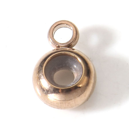 Picture of 304 Stainless Steel Stopper Spacer Beads With Rubber Core For DIY Jewelry Making Findings Round 9mm x 6mm