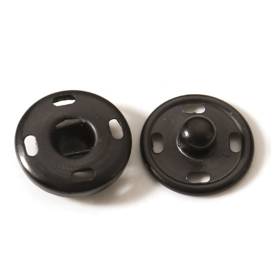 Picture of 5 Sets Vacuum Plating 304 Stainless Steel Hidden Button Black Round 10mm Dia.
