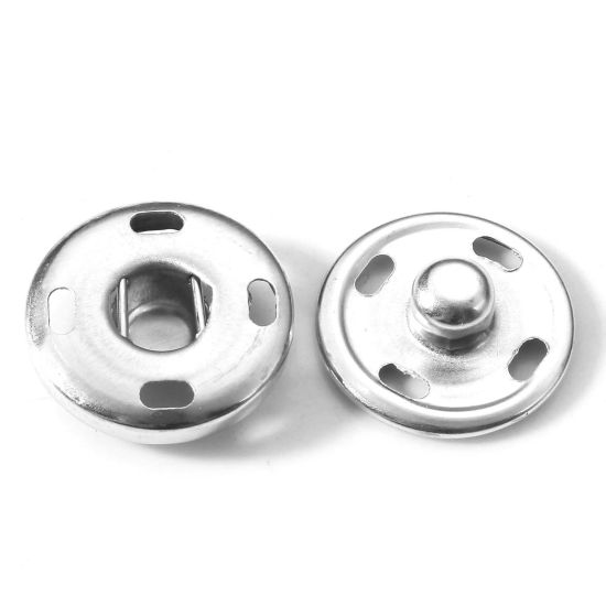 Picture of 304 Stainless Steel Hidden Button Silver Tone Round 10mm Dia., 10 Sets