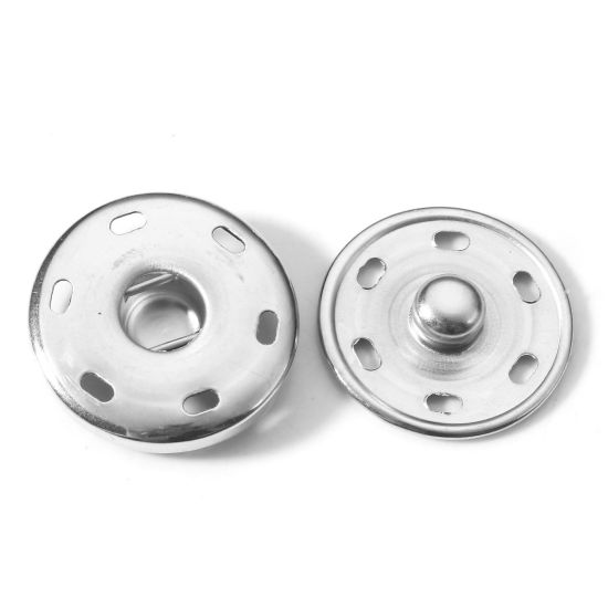 Picture of 304 Stainless Steel Hidden Button Silver Tone Round 19mm Dia., 10 Sets