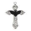 Picture of Zinc Based Alloy Pendants Antique Silver Color Black Cross Moth 5.5cm x 3.6cm, 5 PCs