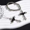 Picture of Zinc Based Alloy Pendants Antique Silver Color Black Cross Moth 5.5cm x 3.6cm, 5 PCs