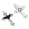 Picture of Zinc Based Alloy Pendants Antique Silver Color Black Cross Moth 5.5cm x 3.6cm, 5 PCs