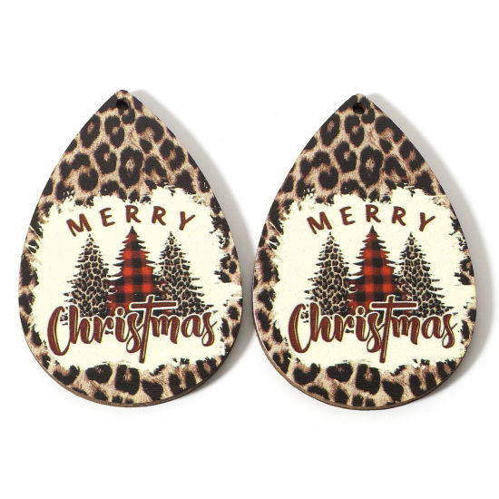 Immagine di Legno Natale Ciondoli Multicolore Goccia Albero di Natale 5.4cm x 3.7cm, 10 Pz