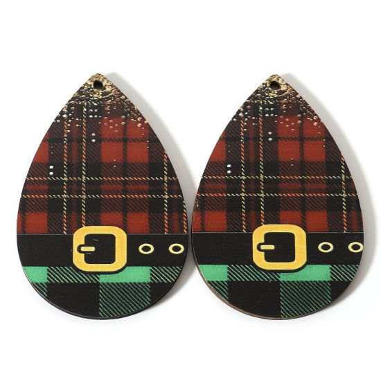 Immagine di Legno Natale Ciondoli Multicolore Goccia Ingraticciato 5.4cm x 3.7cm, 10 Pz