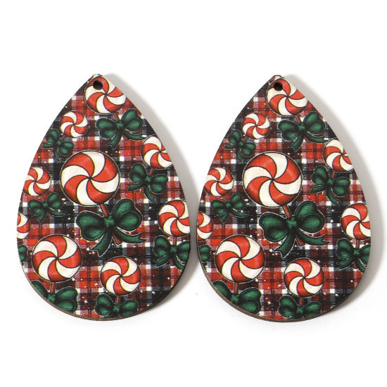 Immagine di Legno Natale Ciondoli Multicolore Goccia Leccalecca 5.4cm x 3.7cm, 10 Pz