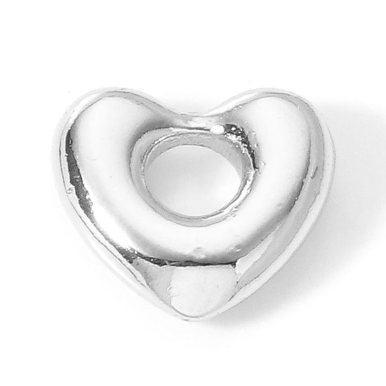 Immagine di Ottone San Valentino Charms Cuore Vero Platino Placcato 13.5mm x 12mm, 2 Pz